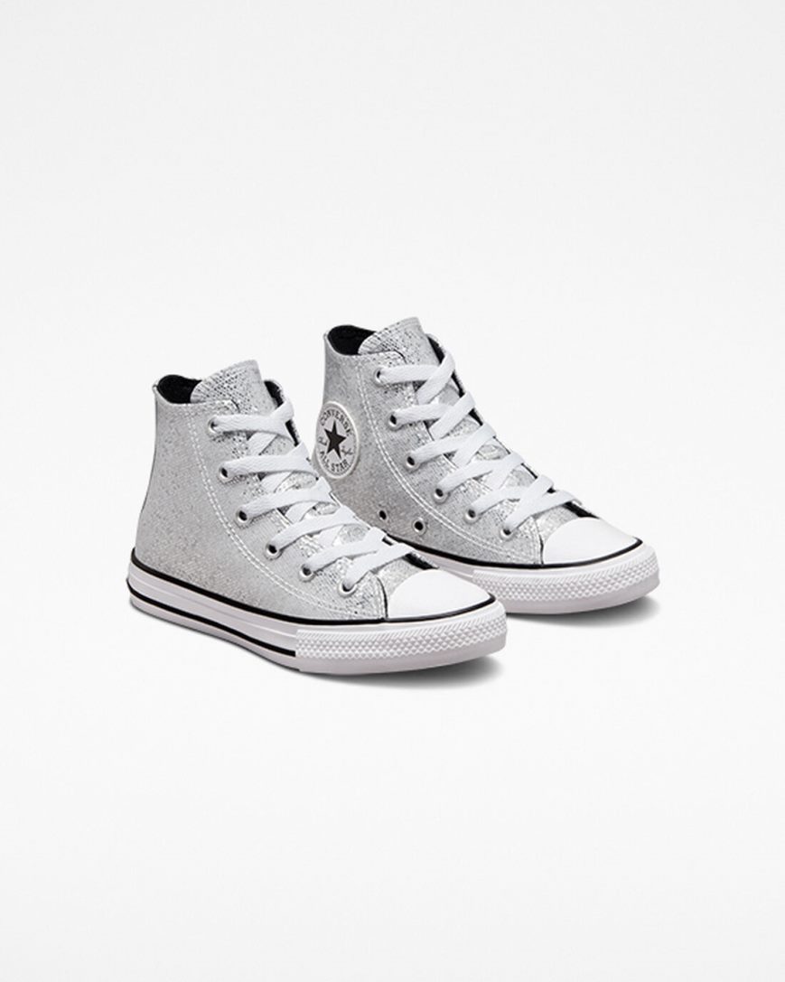 Tenis Converse Chuck Taylor All Star Glitter Cano Alto Menina Prateadas Cinzentas Pretas | PT Z0718T9